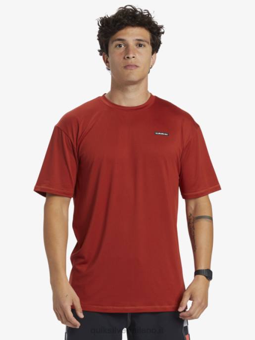 esso Quiksilver uomini T-shirt da surf omni session upf 50 manica corta ocra rossa HTZR539