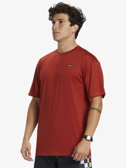 esso Quiksilver uomini T-shirt da surf omni session upf 50 manica corta ocra rossa HTZR539