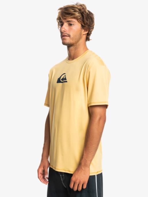 esso Quiksilver uomini T-shirt da surf upf 50 a manica corta tinta unita grano HTZR887
