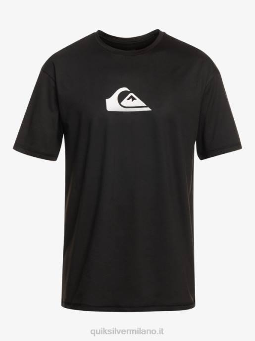esso Quiksilver uomini T-shirt da surf upf 50 a manica corta tinta unita nero HTZR882
