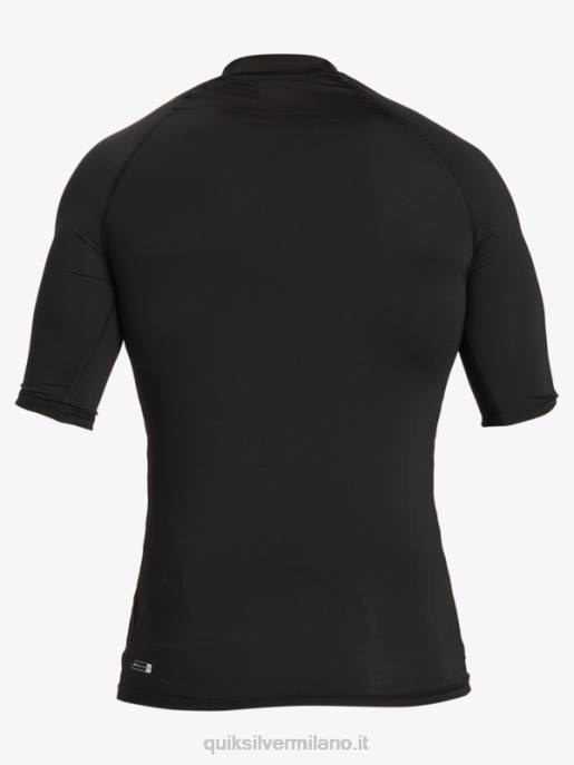 esso Quiksilver uomini hawaii double down upf 50 maglietta da surf a manica corta nero HTZR1170