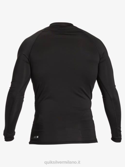esso Quiksilver uomini hawaii double down upf 50 maglietta da surf a manica lunga nero HTZR1105