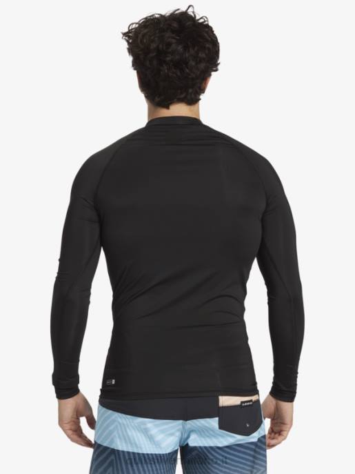 esso Quiksilver uomini hawaii double down upf 50 maglietta da surf a manica lunga nero HTZR1105