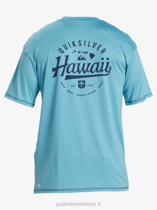 esso Quiksilver uomini maglietta da surf a manica corta hawaii big bite upf 50 blu delfinio HTZR880