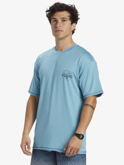 esso Quiksilver uomini maglietta da surf a manica corta hawaii big bite upf 50 blu delfinio HTZR880