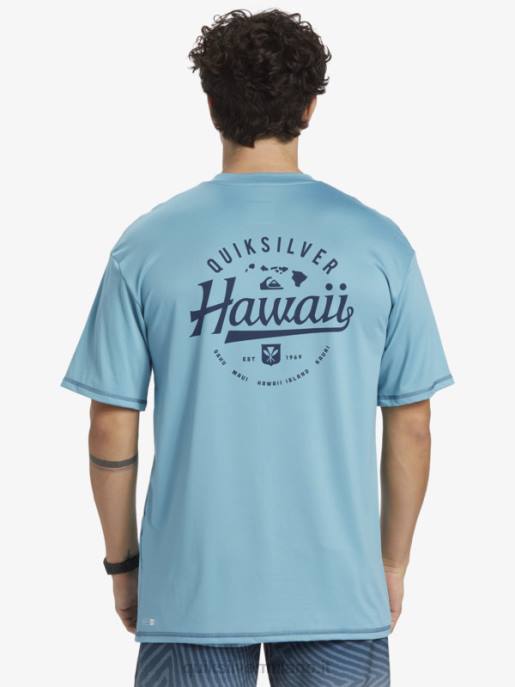 esso Quiksilver uomini maglietta da surf a manica corta hawaii big bite upf 50 blu delfinio HTZR880