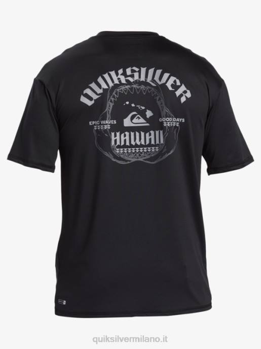 esso Quiksilver uomini maglietta da surf a manica corta hawaii big bite upf 50 nero HTZR883