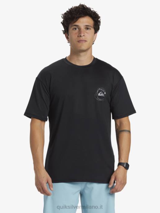 esso Quiksilver uomini maglietta da surf a manica corta hawaii big bite upf 50 nero HTZR883