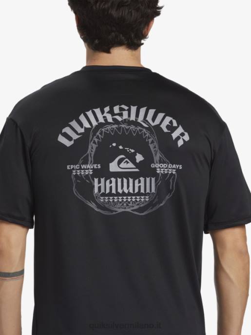 esso Quiksilver uomini maglietta da surf a manica corta hawaii big bite upf 50 nero HTZR883