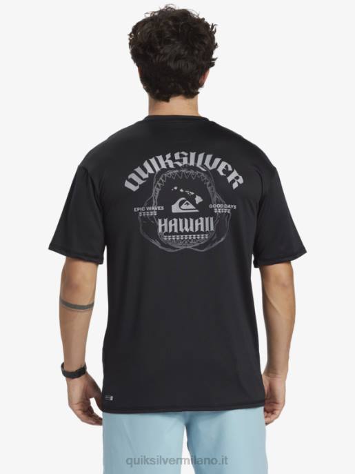 esso Quiksilver uomini maglietta da surf a manica corta hawaii big bite upf 50 nero HTZR883