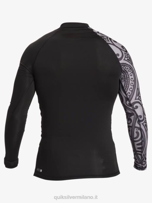 esso Quiksilver uomini maglietta da surf a manica lunga hawaii big island upf 50 nero HTZR923