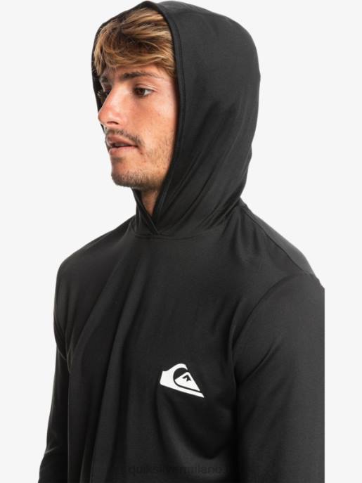 esso Quiksilver uomini maglietta da surf a manica lunga omni session upf 50 nero HTZR773