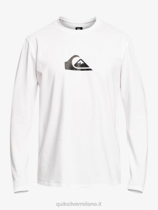 esso Quiksilver uomini maglietta da surf upf 50 a maniche lunghe in tinta unita bianco HTZR839