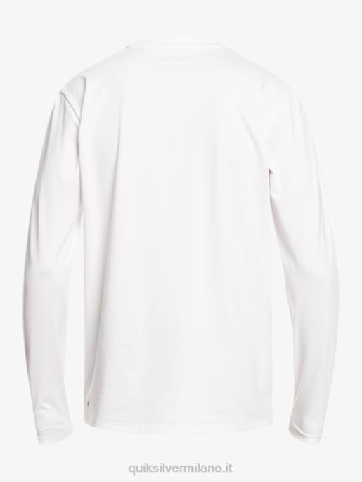esso Quiksilver uomini maglietta da surf upf 50 a maniche lunghe in tinta unita bianco HTZR839