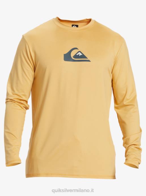 esso Quiksilver uomini maglietta da surf upf 50 a maniche lunghe in tinta unita grano HTZR843