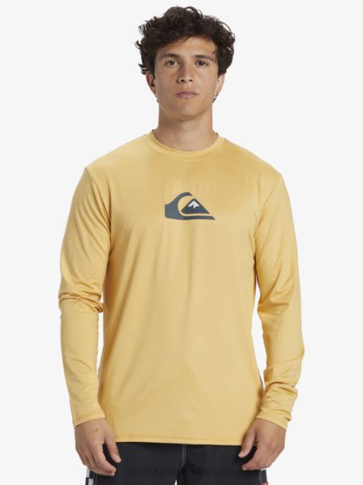 esso Quiksilver uomini maglietta da surf upf 50 a maniche lunghe in tinta unita grano HTZR843
