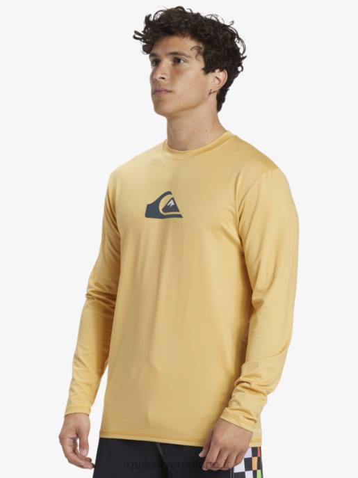 esso Quiksilver uomini maglietta da surf upf 50 a maniche lunghe in tinta unita grano HTZR843