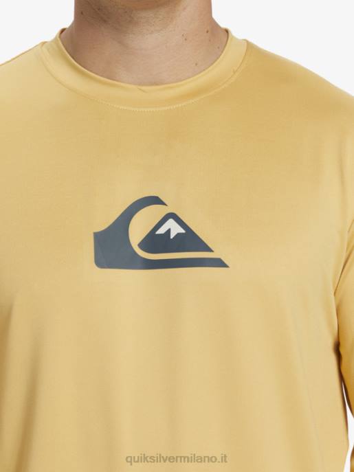 esso Quiksilver uomini maglietta da surf upf 50 a maniche lunghe in tinta unita grano HTZR843