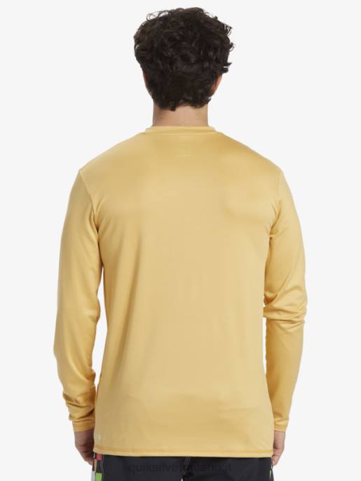 esso Quiksilver uomini maglietta da surf upf 50 a maniche lunghe in tinta unita grano HTZR843