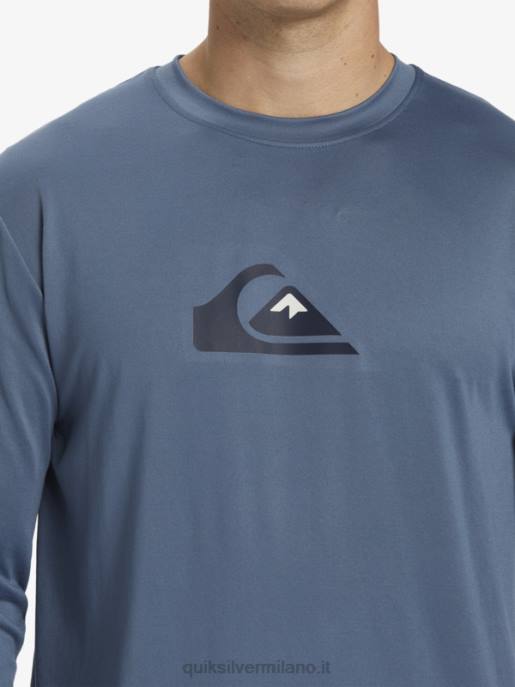 esso Quiksilver uomini maglietta da surf upf 50 a maniche lunghe in tinta unita mare di Bering HTZR844