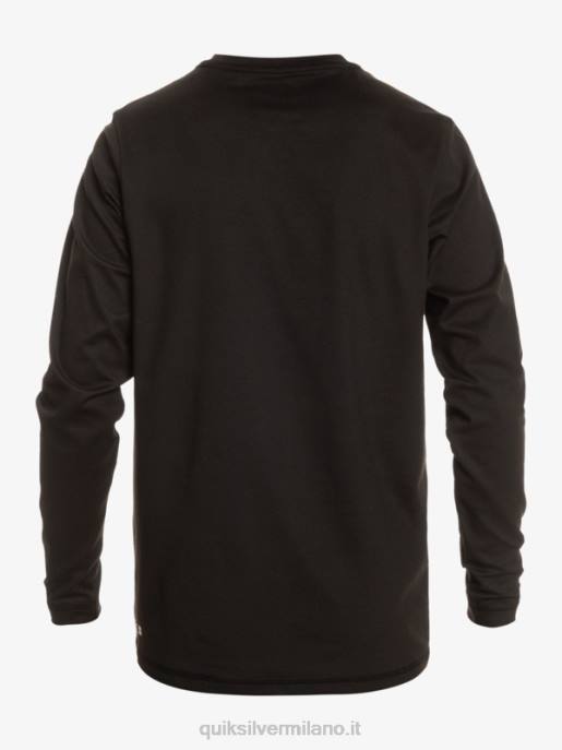 esso Quiksilver uomini maglietta da surf upf 50 a maniche lunghe in tinta unita nero HTZR841