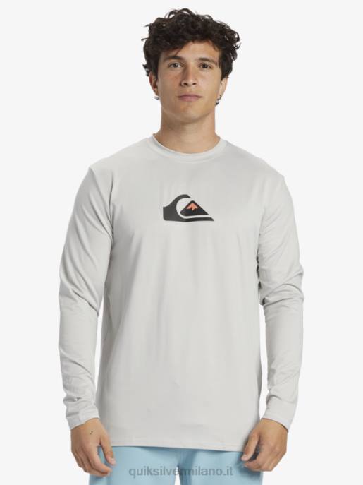 esso Quiksilver uomini maglietta da surf upf 50 a maniche lunghe in tinta unita viola grigio HTZR840