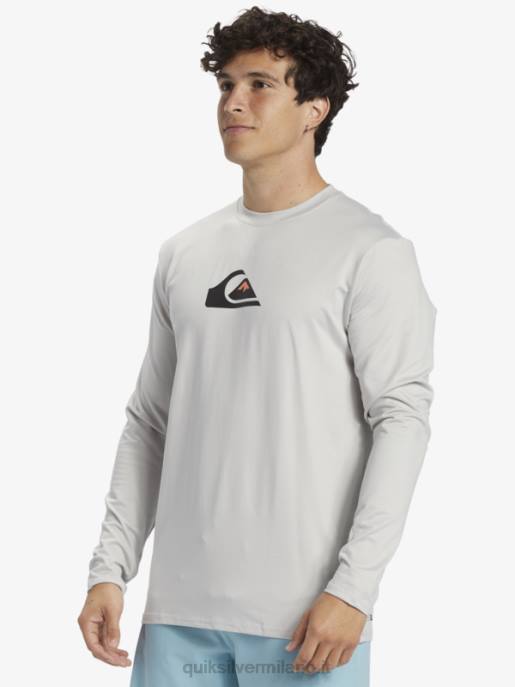 esso Quiksilver uomini maglietta da surf upf 50 a maniche lunghe in tinta unita viola grigio HTZR840