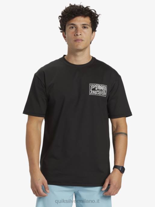 esso Quiksilver uomini mix session upf 50 maglietta da surf a manica corta nero HTZR318