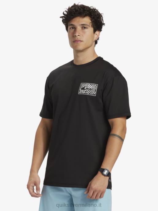 esso Quiksilver uomini mix session upf 50 maglietta da surf a manica corta nero HTZR318