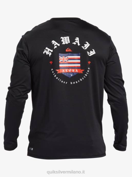 esso Quiksilver uomini t-shirt da surf a maniche lunghe hawaii royalty upf 50 nero HTZR924