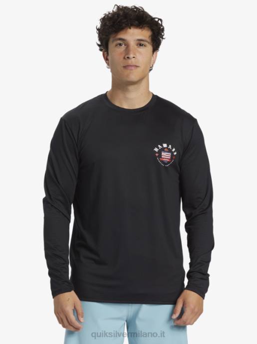 esso Quiksilver uomini t-shirt da surf a maniche lunghe hawaii royalty upf 50 nero HTZR924
