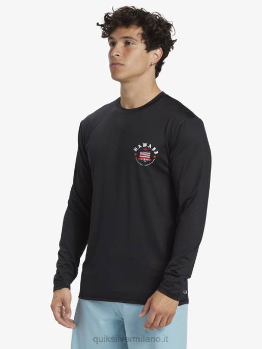 esso Quiksilver uomini t-shirt da surf a maniche lunghe hawaii royalty upf 50 nero HTZR924
