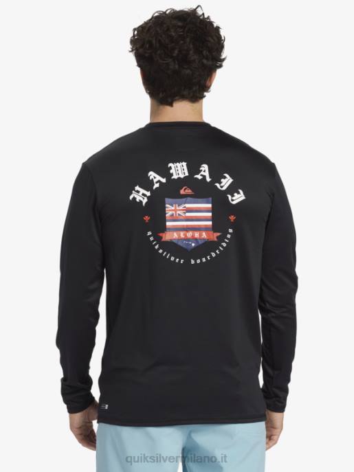 esso Quiksilver uomini t-shirt da surf a maniche lunghe hawaii royalty upf 50 nero HTZR924