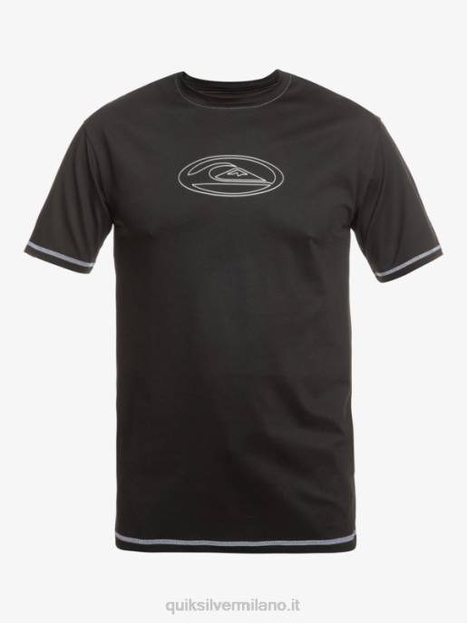 esso Quiksilver uomini t-shirt da surf upf 50 a manica corta saturn surf nero HTZR587