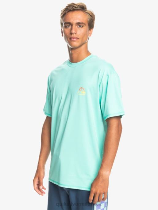 esso Quiksilver uomini t-shirt da surf upf 50 a maniche corte in erica tradizionale piscina verde erica HTZR1133
