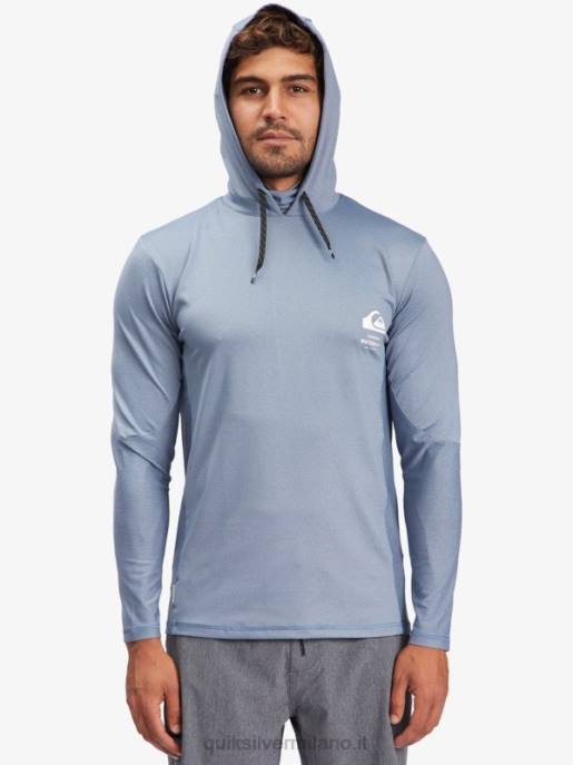 esso Quiksilver uomini t-shirt da surf upf 50 a maniche lunghe con cappuccio da pescatore waterman alfiere blu HTZR1849