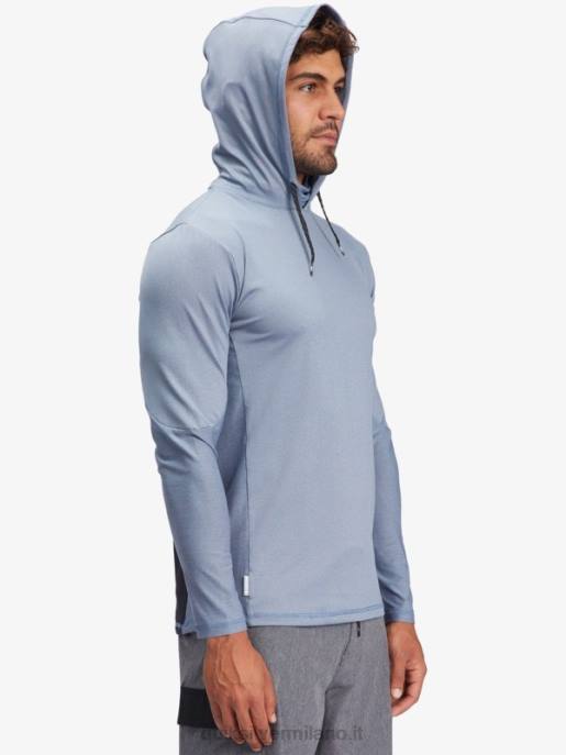 esso Quiksilver uomini t-shirt da surf upf 50 a maniche lunghe con cappuccio da pescatore waterman alfiere blu HTZR1849