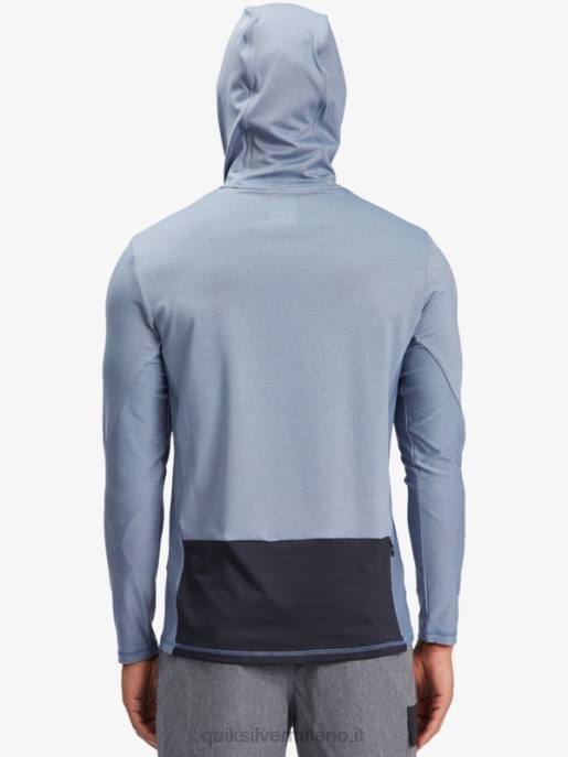 esso Quiksilver uomini t-shirt da surf upf 50 a maniche lunghe con cappuccio da pescatore waterman alfiere blu HTZR1849