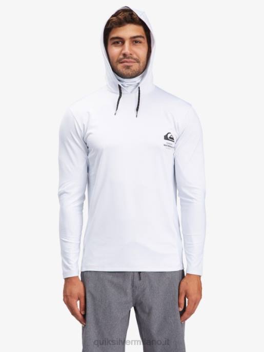 esso Quiksilver uomini t-shirt da surf upf 50 a maniche lunghe con cappuccio da pescatore waterman bianco HTZR1850