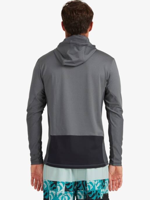 esso Quiksilver uomini t-shirt da surf upf 50 a maniche lunghe con cappuccio da pescatore waterman ombra scura HTZR1848