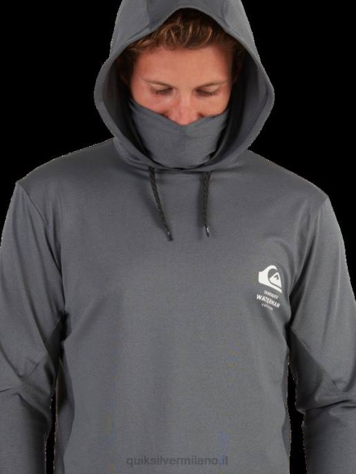 esso Quiksilver uomini t-shirt da surf upf 50 a maniche lunghe con cappuccio da pescatore waterman ombra scura HTZR1848