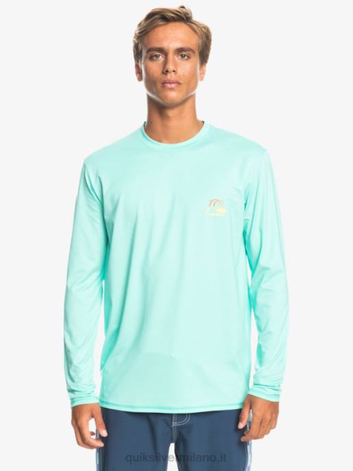esso Quiksilver uomini t-shirt da surf upf 50 a maniche lunghe in erica Heritage piscina verde erica HTZR1471