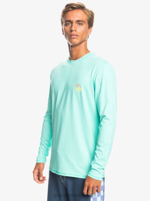 esso Quiksilver uomini t-shirt da surf upf 50 a maniche lunghe in erica Heritage piscina verde erica HTZR1471