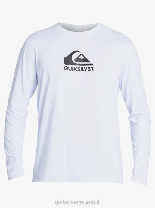 esso Quiksilver uomini t-shirt da surf upf 50 a maniche lunghe in tinta unita bianco HTZR1583