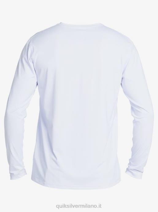esso Quiksilver uomini t-shirt da surf upf 50 a maniche lunghe in tinta unita bianco HTZR1583