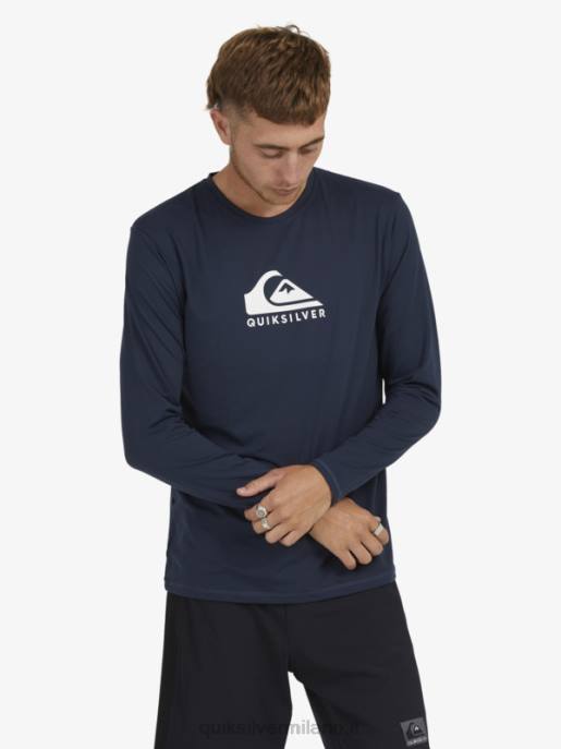 esso Quiksilver uomini t-shirt da surf upf 50 a maniche lunghe in tinta unita blazer blu scuro HTZR1582
