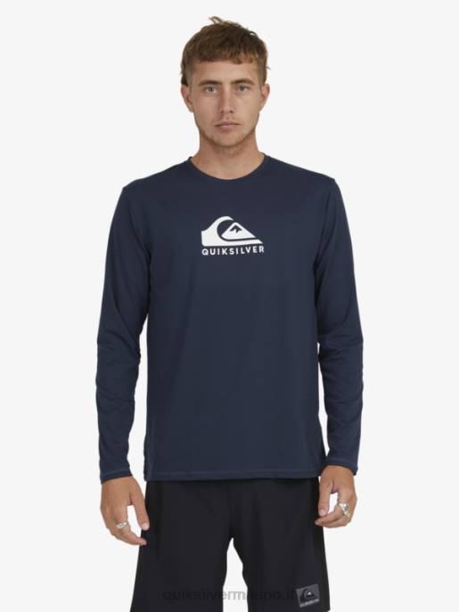 esso Quiksilver uomini t-shirt da surf upf 50 a maniche lunghe in tinta unita blazer blu scuro HTZR1582