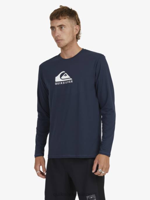esso Quiksilver uomini t-shirt da surf upf 50 a maniche lunghe in tinta unita blazer blu scuro HTZR1582