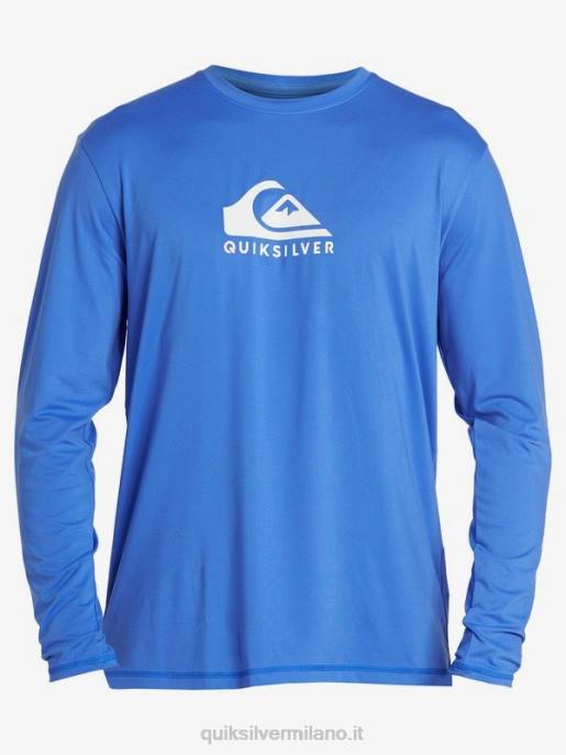 esso Quiksilver uomini t-shirt da surf upf 50 a maniche lunghe in tinta unita blu abbagliante HTZR1584