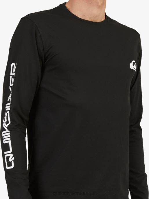 esso Quiksilver uomini t-shirt da surf upf 50 a maniche lunghe omni session nero HTZR406